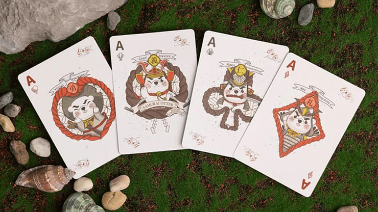 Samurai Otter Playing Cards - Bushido Edition (Scarlet) Playing Cards - Brown Bear Magic Shop