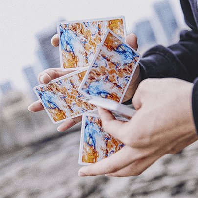 Fluid Art Orange (Standard Edition) Playing Cards - Brown Bear Magic Shop